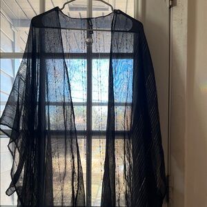 Torrid Sheer Black Tassel Kimono – One Size – Lightweight Boho Duster